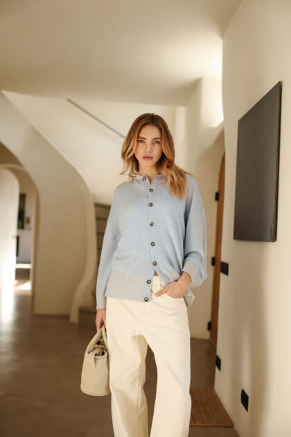 Le Cardigan Aurore bleu