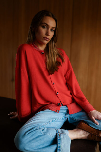 Le Cardigan Aurore rouge